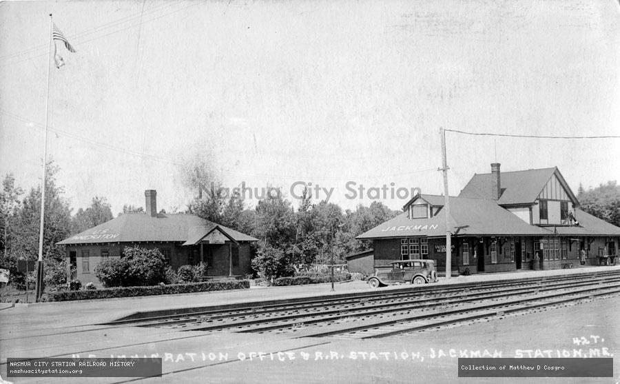 Postcard: United States Immigration Office and Railroad Station, Jackman Station, Maine